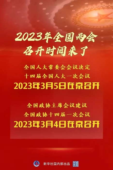 2023年全国两会召开时间，来了！